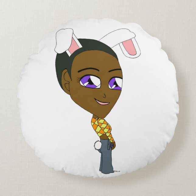 chibi bunnygirl   round pillow (Front)