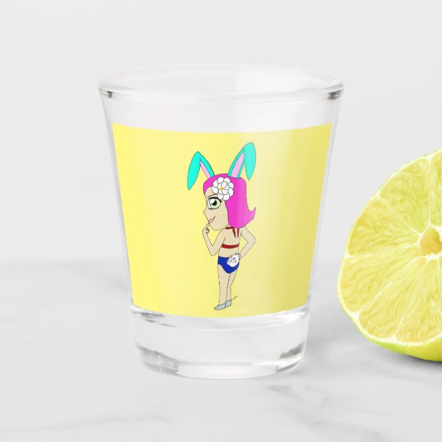 chibi bunnygirl   shot glass (Front)