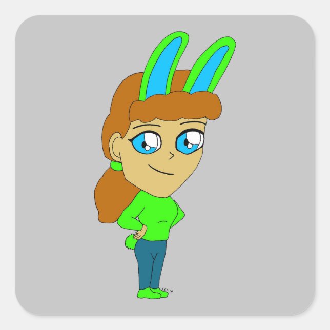 chibi bunnygirl  square sticker (Front)