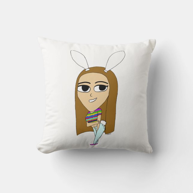 chibi bunnygirl  throw pillow (Front)