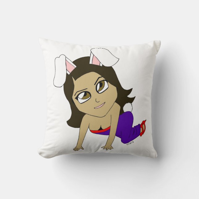 chibi bunnygirl  throw pillow (Front)