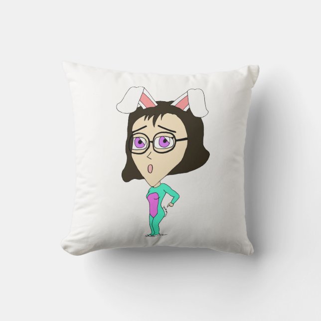 chibi bunnygirl  throw pillow (Front)