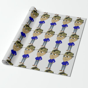 chibi button wrapping paper