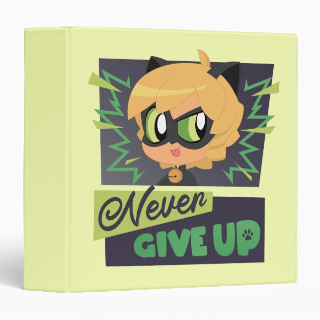 Chibi Cat Noir Never Give Up Binder (Front/Spine)