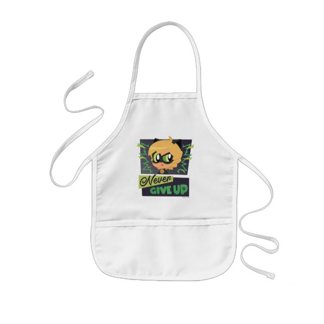 Chibi Cat Noir Never Give Up Kids Apron (Front)