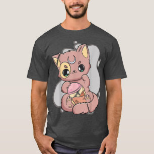 Chibi Cat With Boba Tea Cute Anime Neko Yami Kawai T-Shirt