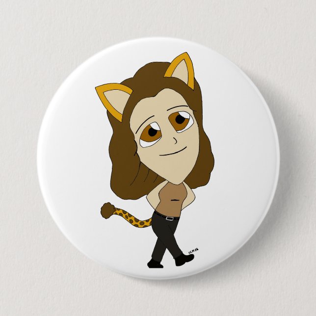 chibi catgirl 3 inch round button (Front)