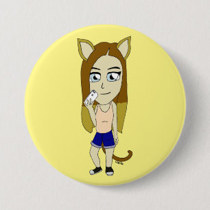 Chibi Catgirl 3 Inch Round Button