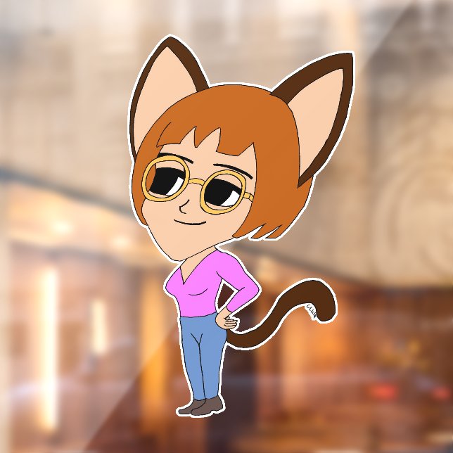 chibi catgirl button window cling (Sheet 2)