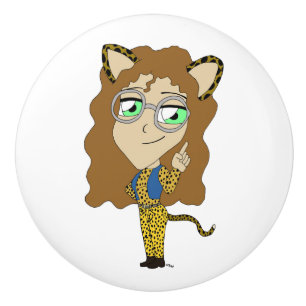 chibi catgirl ceramic knob
