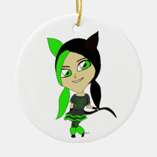 chibi catgirl    ceramic ornament