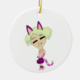 chibi catgirl ceramic ornament