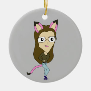 chibi catgirl  ceramic ornament