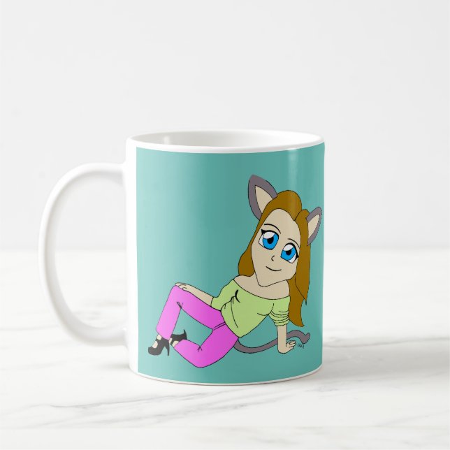 chibi catgirl    coffee mug (Left)