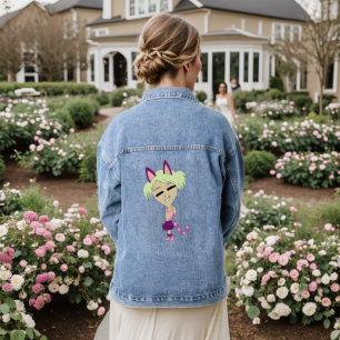 chibi catgirl  denim jacket