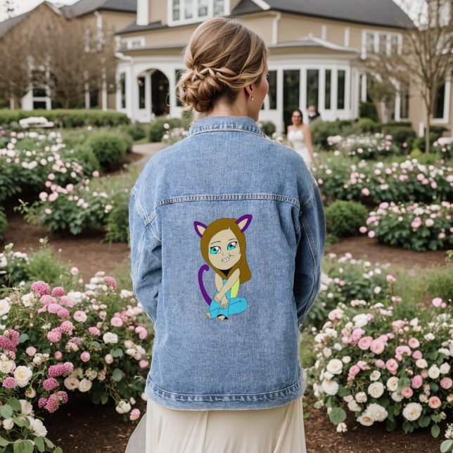 chibi catgirl denim jacket (Wedding Back)