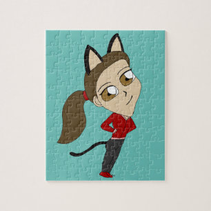 chibi catgirl  jigsaw puzzle
