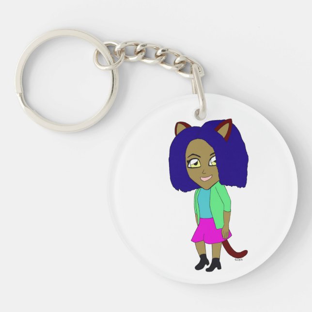 chibi catgirl  keychain (Front)