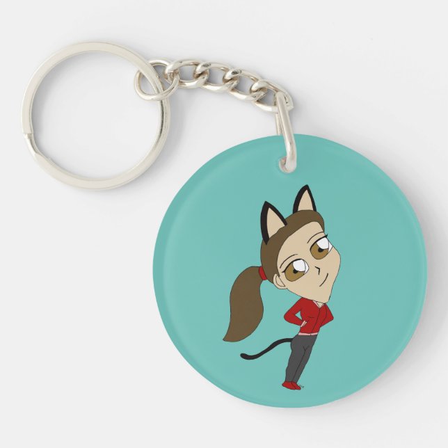chibi catgirl   keychain (Front)