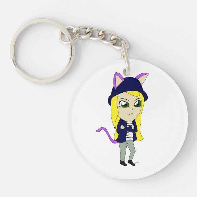 chibi catgirl  keychain (Front)