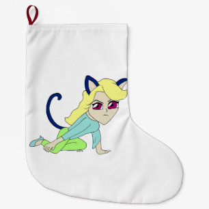 chibi catgirl  large christmas stocking