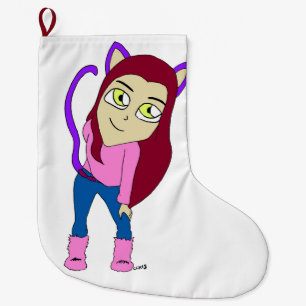 chibi catgirl  large christmas stocking