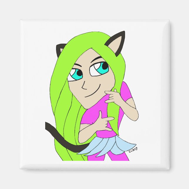 chibi catgirl  magnet (Front)