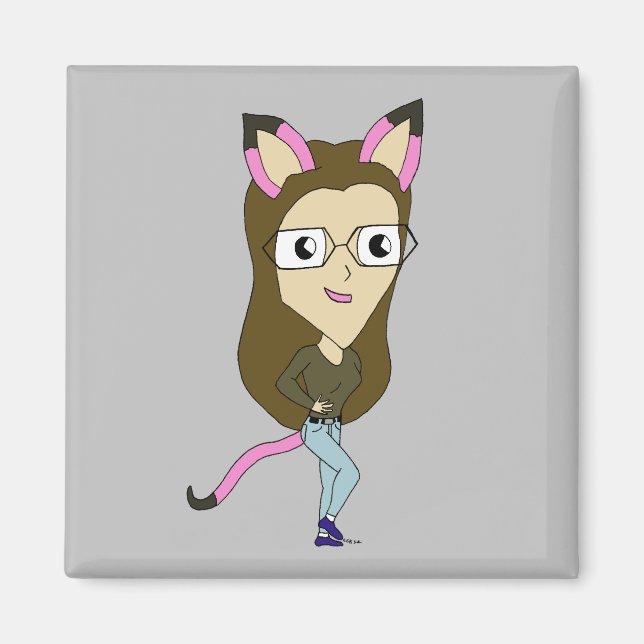 chibi catgirl   magnet (Front)