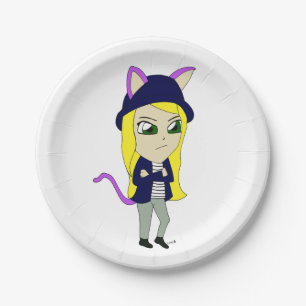 chibi catgirl paper plate