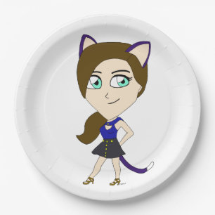 chibi catgirl paper plate