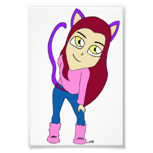 chibi catgirl photo print