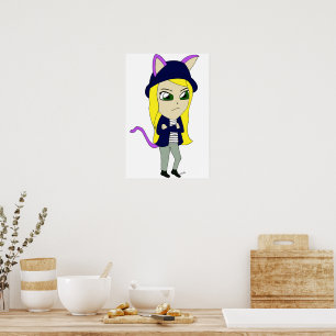 chibi catgirl poster