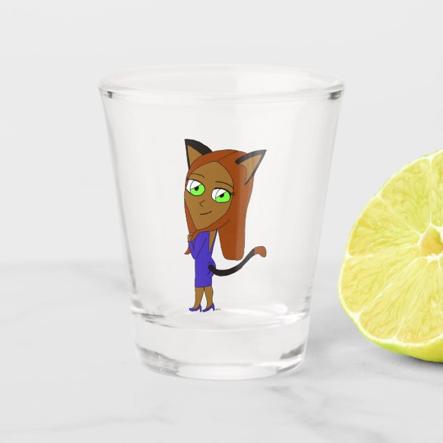 chibi catgirl  shot glass (Front)