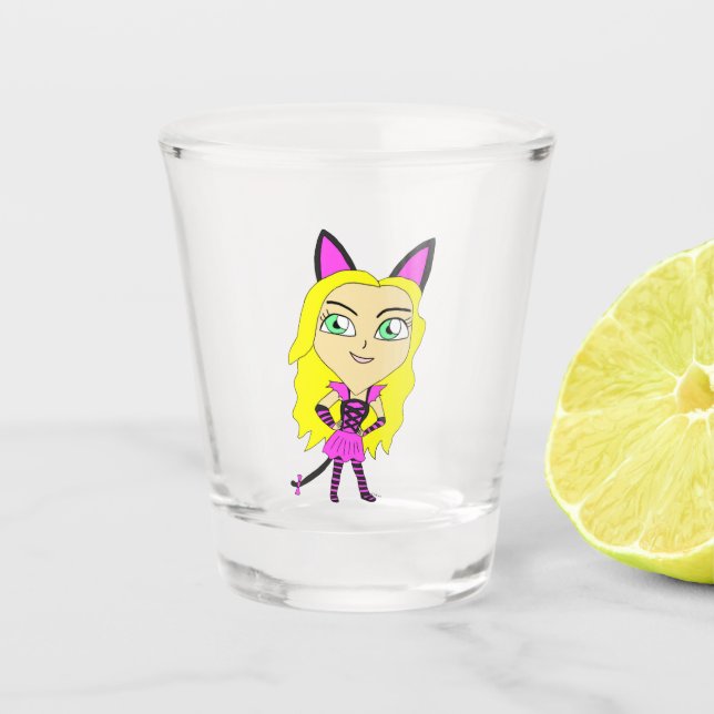 chibi catgirl  shot glass (Front)