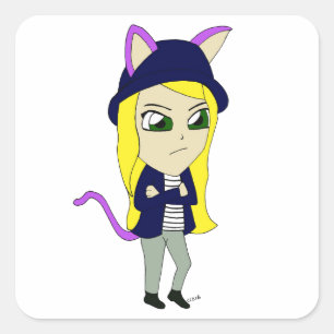 chibi catgirl  square sticker