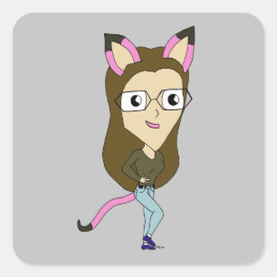 chibi catgirl      square sticker