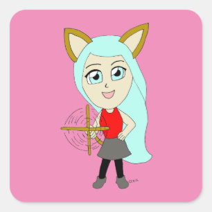 chibi catgirl square sticker