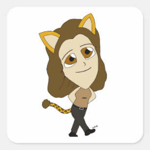 chibi catgirl square sticker