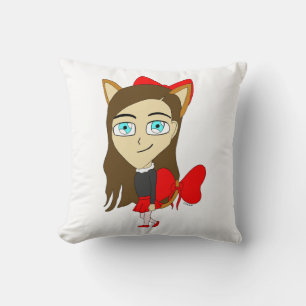 chibi catgirl throw pillow