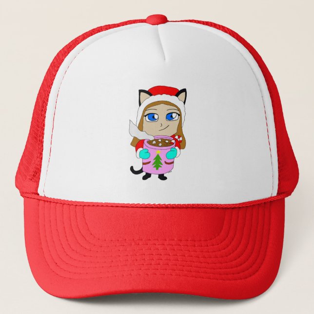 chibi catgirl  trucker hat (Front)