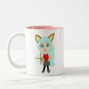 chibi catgirl  Two-Tone coffee mug