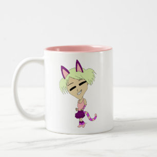 chibi catgirl Two-Tone coffee mug