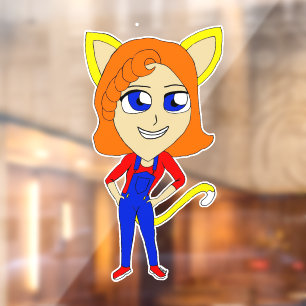 chibi catgirl window cling