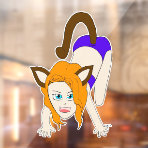 chibi catgirl window cling