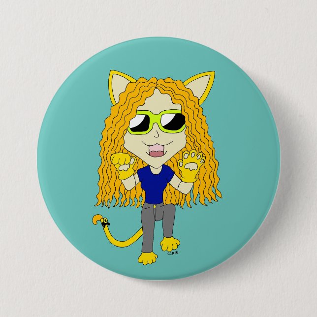 Chibi Catgirl with paws 3 Inch Round Button (Front)