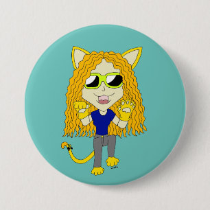Chibi Catgirl with paws 3 Inch Round Button