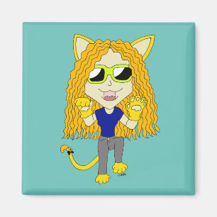 Chibi Catgirl with paws Magnet