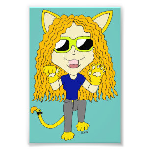 Chibi Catgirl with paws Photo Print
