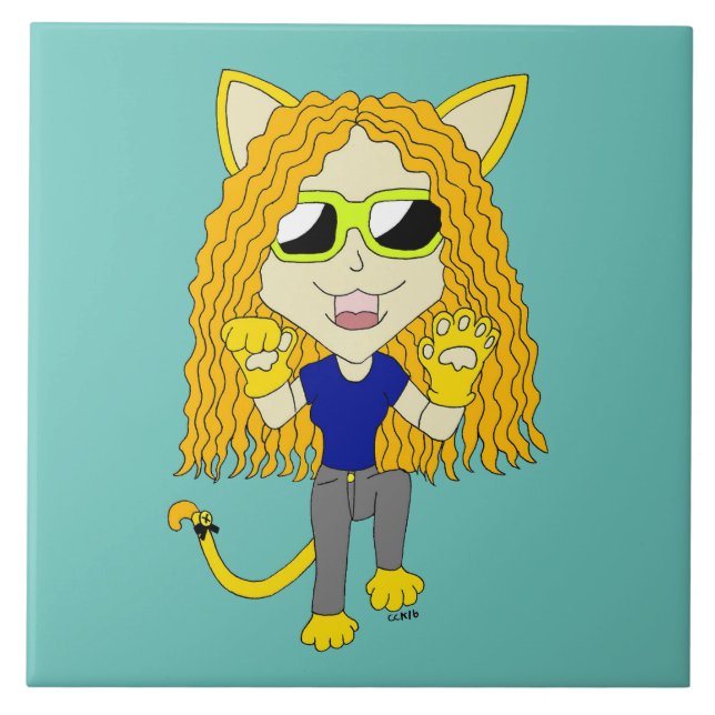 Chibi Catgirl with paws Tile (Front)