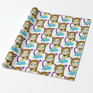 chibi catgirl wrapping paper